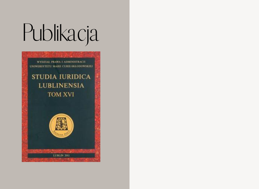 Moja publikacja w najnowszym numerze  “Studia Iuridica Lublinensia”